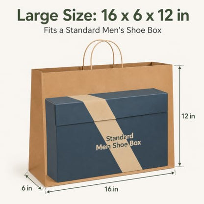GSSUSA Brown Paper Bags with Handles, Large Gift Bags 16x6x12, 100 Pack - color: Brown, size: 1 Count (Pack of 100)