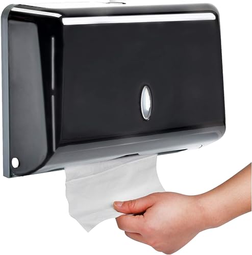 Paper Towel Dispensers, Commercial Toilet Tissue Dispensers Wall Mount Paper Towel Holder C-Fold/Multifold Paper Towel Dispenser for Bathroom, Kitchen(Black) - color: Black