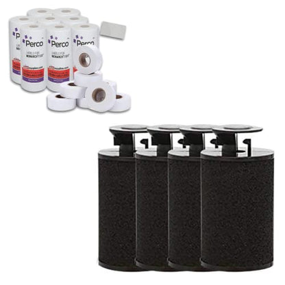 Perco Monarch Ink Roll for Monarch 1131 & 1136 Price Labelers (Pack of 4) Bundle with Perco White Pricing Labels 1136 Price - 8 Sleeve, 160,000 Gun Labels