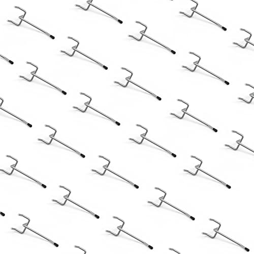 HUHOLE 100 Pack 2 Inch Silver Pegboard Hooks for 1/8 and 1/4 Boards