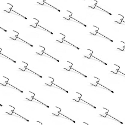 HUHOLE 100 Pack 2 Inch Silver Pegboard Hooks for 1/8 and 1/4 Boards