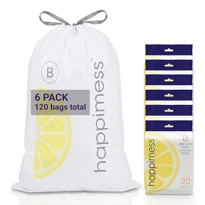 happimess 20-Count Lemon Scented 5.3 Gal Trash Bags, White, Pack of 6 - color: White (Lemon Scented), size: 120 Count (Pack of 1)