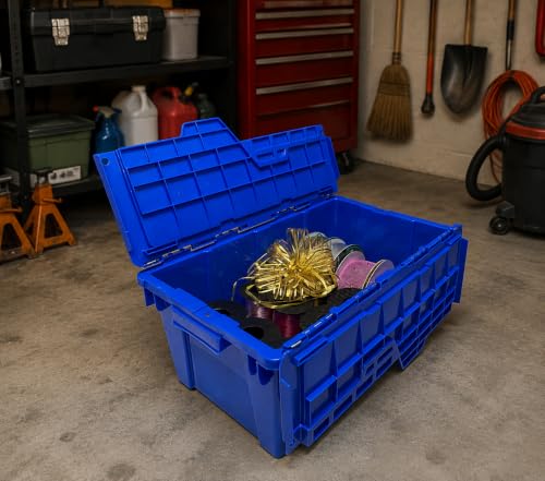 Storage Bin With Lids, 6 Pack, Blue, Stackable - size: 6 PACK