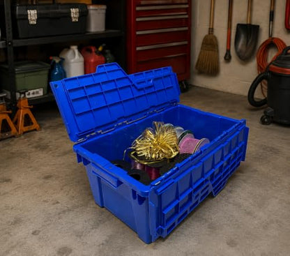 Storage Bin With Lids, 6 Pack, Blue, Stackable - size: 6 PACK