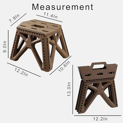 Folding Step Stool Holds 440 lbs - 9" Sturdy Foldable Step Stool with Non-Slip Base, Space Saving for Kitchen, Bathroom, Camping (Brown) - color: Brown