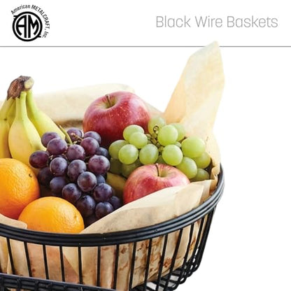 American Metalcraft WBBV90 Wire Basket, Oval Black 9" L x 6" W x 2 ¾" H