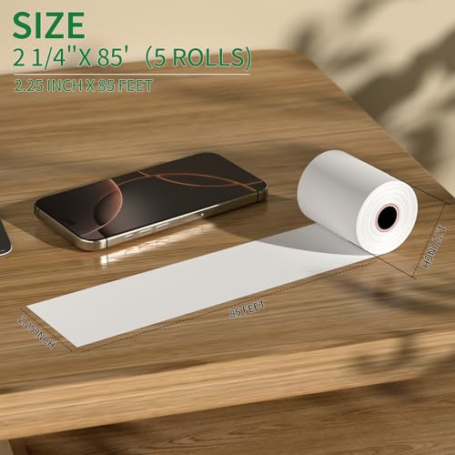 (5 Rolls) 2 1/4" x 85' Thermal Receipt Paper Rolls - size: 2 1/4" x 85', style: 5 Rolls