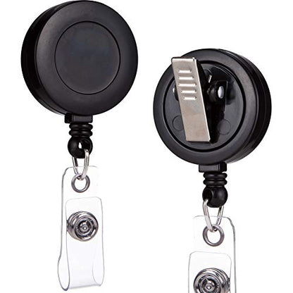 QREEL Badge Reel, ID Badge Holder Retractable Clip, Black, Bulk 100 Pack - color: Black, size: 100 Pack