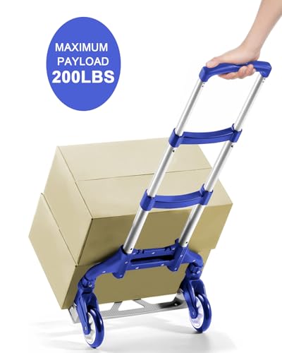 200 LBS Folding Hand Truck, Dolly Cart with Wheels - color: Blue
