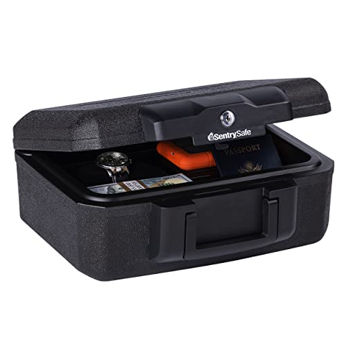 SentrySafe Fireproof Money Safe with Key Lock, Black Lock Box with Portable Carrying Handle for Travel, Exterior: 14.3 in. W x 11.2 in. D x 6.1 in H, 1200 - size: 0.18 cu. ft., style: Fire resistant box
