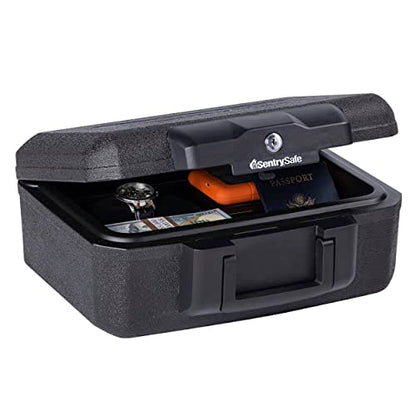 SentrySafe Fireproof Money Safe with Key Lock, Black Lock Box with Portable Carrying Handle for Travel, Exterior: 14.3 in. W x 11.2 in. D x 6.1 in H, 1200 - size: 0.18 cu. ft., style: Fire resistant box