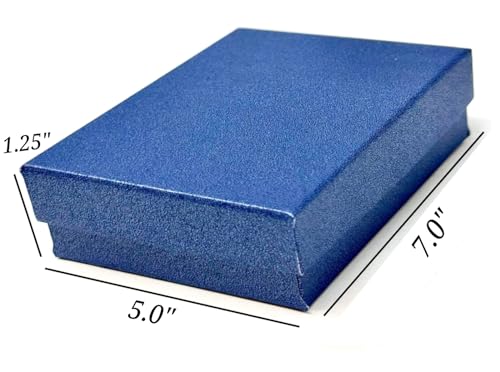 RJ Displays 6 Pack Cotton Filled Pearl Blue Color Paper Cardboard Jewelry Necklace Bracelets Watch Gift Packaging and Retail Display Boxes Size-7 1/8" x 5 1/8" x 1 1/8" Inch (Pearl Blue) - color: Pearl Blue