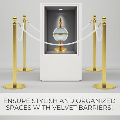 4 PCS White Velvet Rope - 5 Ft Red Carpet Velvet for Ceremonies Queue Line for Safe Control Hanging Stanchion Rope for Parties Crowd - color: White
