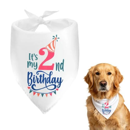 Birthday Girl 2nd Dog Bandana Large Medium Small Dog Pet Collar Bandana for Dogs Puppy Cat Girl Birthday Christmas Accessories - color: 2nd Girl