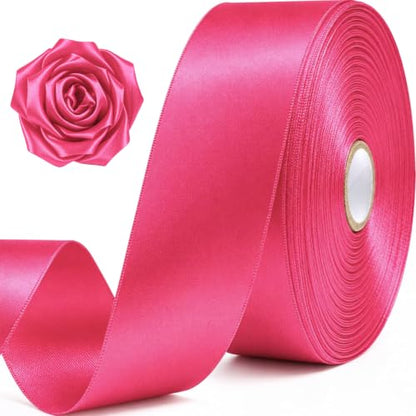1-1/2 Inch Magenta Satin Ribbon 50 Yards Single Face Polyester - color: Magenta, size: 1-1/2 inch