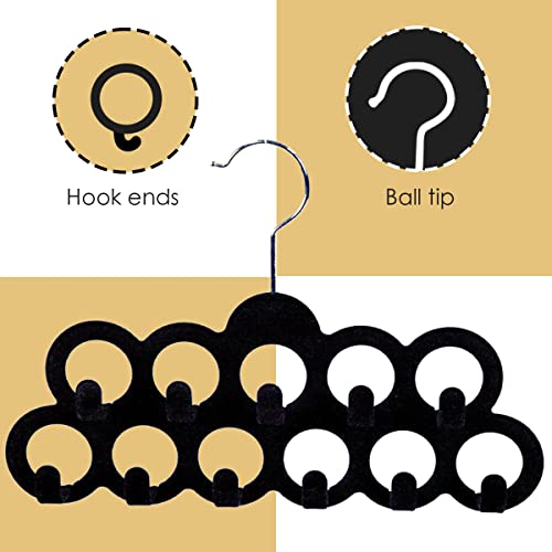 Velvet Scarf Storage Organizer for Closet (Pack of 3), Black | by Home Basics | Scarf Holder for Scarves and Ties | Slim Scarf Hangar Useful for Belts and Jewelry - size: 12 inches x 8.5 inches