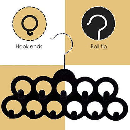 Velvet Scarf Storage Organizer for Closet (Pack of 3), Black | by Home Basics | Scarf Holder for Scarves and Ties | Slim Scarf Hangar Useful for Belts and Jewelry - size: 12 inches x 8.5 inches
