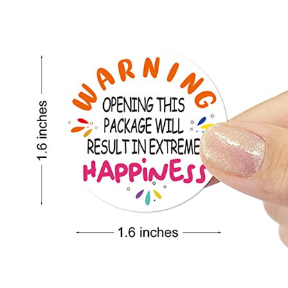 Handmade Thank You Small Business Stickers,Warning Opening This Package Happiness Stickers for Small Business Envelopes Package Packing 500 Labels Per Roll - color: Warning Opening This Package