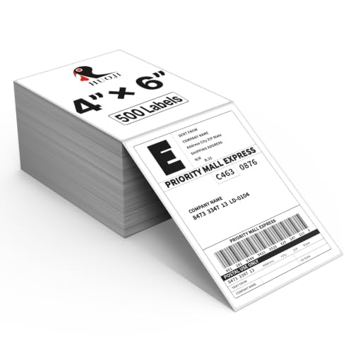 HUOJI 4x6 Thermal Labels, Perforated, 500/Stack, Commercial Grade - size: 1 Stack | 500 Labels