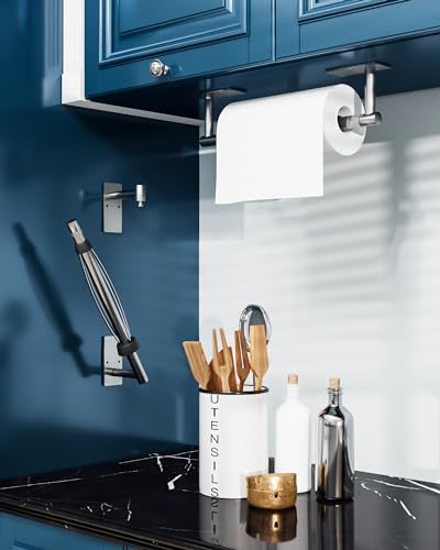 Paper Towel Holder Under Cabinet One Hand Operable, Silver - color: Sliver