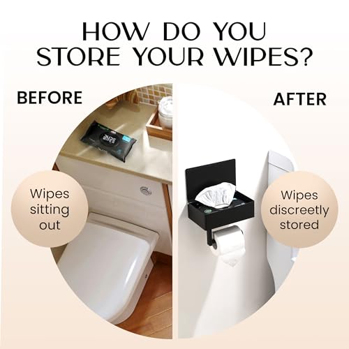 Day Moon™ - Toilet Paper Holder with Shelf & Storage - Wall Mount, Black - color: Matte Black