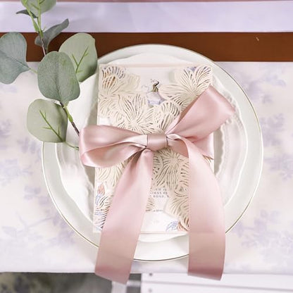 HUIHUANG 1 inch Dusty Rose Double-Faced Satin Ribbon Continuous 50 Yards - color: Dusty Rose, size: 1 inch