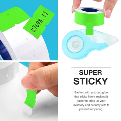 30 Rolls 15000pcs White Price Gun Labels for Mx-5500 Labeller White Pricemarker Stickers Plus 3 Piece Refill Ink Rolls (Green) - color: Neon Green