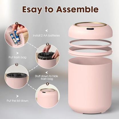 Procade Automatic Motion Sensor Bathroom Trash Can, Small Pink Garbage Can - color: Pink