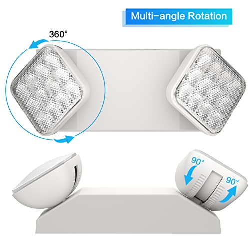 SPECTSUN 4 Packs Led Emergency Lights for Business, with Battery Backup,Hard Wired, UL 924 Certified,AC 120/277V,Two Head Adjustable LED Emergency Lighting. - size: 4 PACK