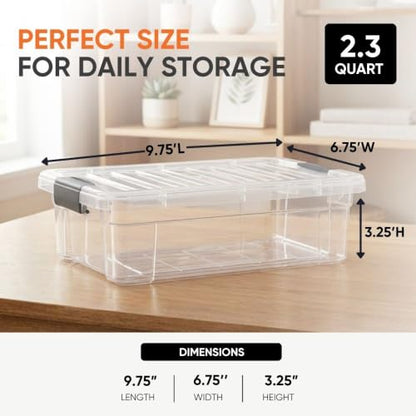 Superio 2.3 Quart Clear Plastic Storage Containers with Lids, Stackable Organizer Bins, BPA-Free Storage Boxes for Home, Office, Dorm & Classroom, 2 Pack - size: 2.3 Quart