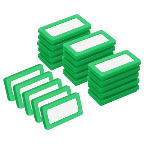 uxcell 20 Pcs Magnetic Label Holders, 1.6 x 0.8 Inch Data Card Holder with Paper Cards and Protective Films for Shelf White Board Toolbox Metal Wall Cabinet Drawer, Green - color: Green, size: 1.6 x 0.8 Inch