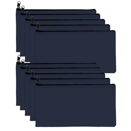 Carousel Checks Inc. Zipper Bank Deposit Bag, 5.5 by 10.5 Inches, Navy Blue, Pack of 10 - size: 10