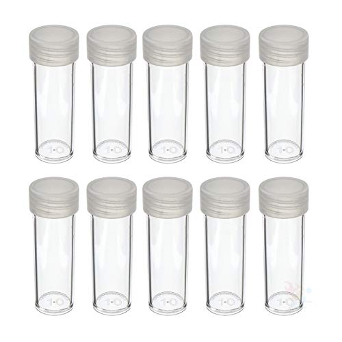 OnFireGuy 10pcs Coin Storage Tubes | Dime Coin Tubes Round Clear Coin Tubes with Screw-on Lid Made in USA by Edgar Marcus - size: Dime