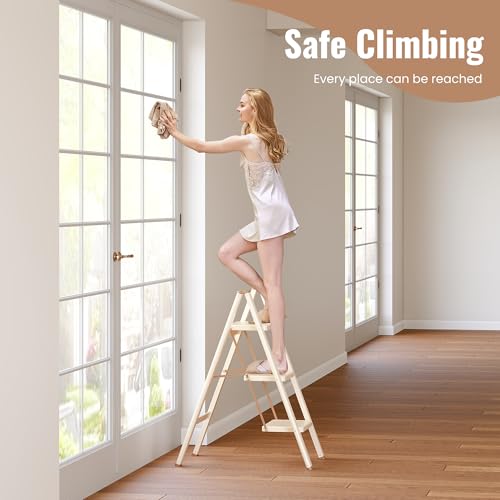 3 Step Ladder, Folding Step Stool with Anti Slip Widened Pedal - size: 3 Step