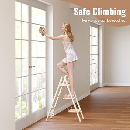 3 Step Ladder, Folding Step Stool with Anti Slip Widened Pedal - size: 3 Step