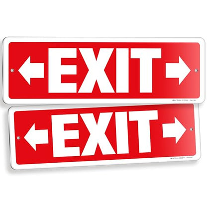 iSYFIX Exit Signs 2 Pack 12x4 Inch with Right & Left Arrows - color: Metal Right&Left, size: 2 Pk 12x4
