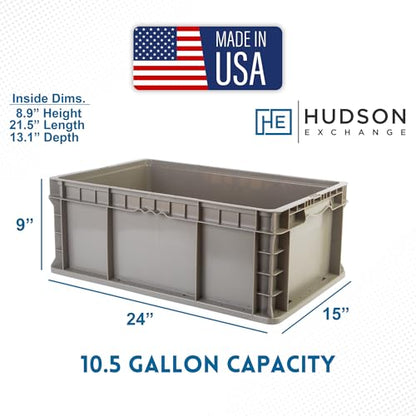 Hudson Exchange 24 x 15 x 9" (3 Pack, 10.5 Gallon) Straight Wall Handled Storage Container Tote, Gray/Brown - color: Gray/Brown