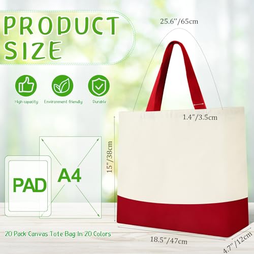 Epakh Canvas Tote Bags Bulk 18.5 x 15 In - color: Red Color