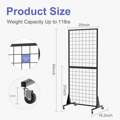 3-Pack 2'x5.5' Ft Gridwall Panel Display Stands Heavy Duty Floor Standing Retail Display Rack with Triangle Base for Retail Art Show with 20 Hooks