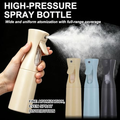 3 Pack Continuous Spray Bottle Atomizing Mister for Hair,Plants,Cleaning,Travel Fine Mist Water Spray Bottles for Styling,Refillable Empty Spray Bottles,Blue&Yellow&Black(200ml) - color: E
