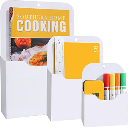 3 Pack Magnetic Paper Holder - Refrigerator, File Cabinets & Fridge - Wall Hanging File Organizer - Mail Letter Notebook Planners