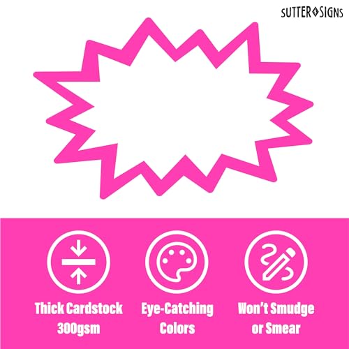 Starburst Signs with Stickers 100pcs | 2x3 inch (Neon) - color: Neon, size: 2x3