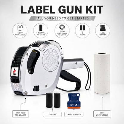 JayCo by MoTEX Professional MX-5500NEW 1 Line 8 Digits Price Marking Gun Kit - Includes 7,000 Blank Labels, Label Scraper and 1 Pre-Loaded Inker with 2 Ink Refill - for Grocery Store, Garage Sale - color: Price Gun Kit