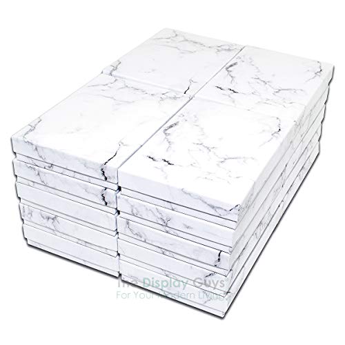 TheDisplayGuys 25 Cardboard Gift Jewelry Boxes w/Paddings #65-6.0x5.0x1 - color: Marble White