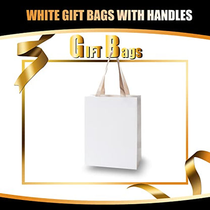 White Kraft Bags with Handles, 20Pcs 10"x5"x13" Large White - color: White, size: 10x5x13 Inch (Pack of 20)