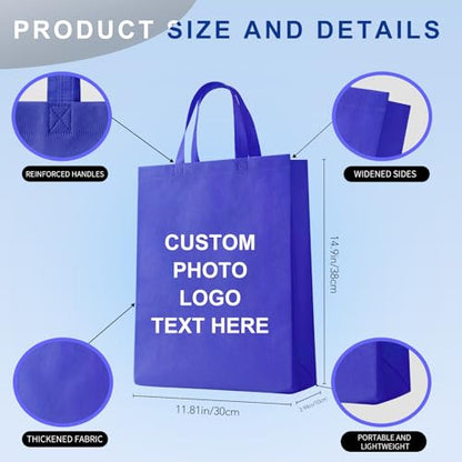 Custom Tote Bag Set of 5/10/50/100,Personalized Logo Text,Reusable Shopping Bags,Business Activities Promotional Item - color: Yellow