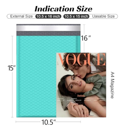 Famagic Bubble Mailers 10.5x16 Inch 25pc Teal Usable 10.5x15 Self Seal Adhesive Padded Envelopes Large Shipping Bags for Jewelry Makeup Supplies - color: Teal, size: 10.5x16 25pcs