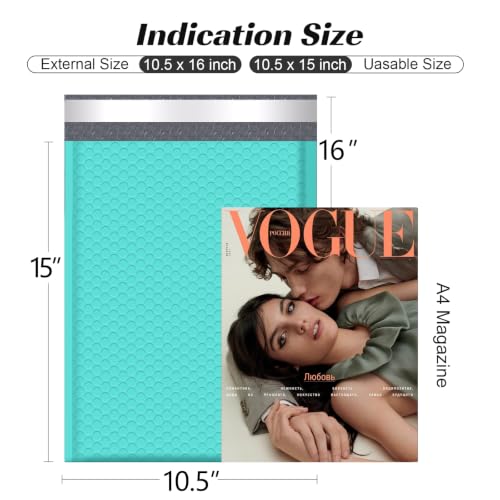 Famagic Bubble Mailers 10.5x16 Inch 25pc Teal Usable 10.5x15 Self Seal Adhesive Padded Envelopes Large Shipping Bags for Jewelry Makeup Supplies - color: Teal, size: 10.5x16 25pcs