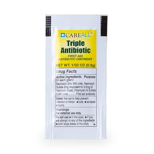 CareAll Triple Antibiotic Ointment (144 Pack), 0.9gr Foil Packet. First Aid Ointment That Prevents Infection in Minor Cuts, Scrapes, and Burns