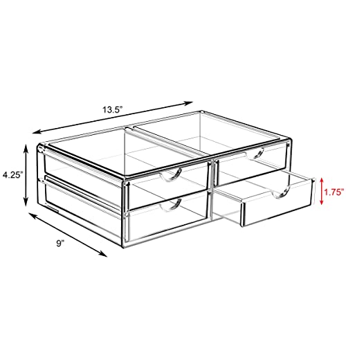 Sorbus Acrylic Drawers, Clear Makeup Organizer for Vanity (4 Drawers) - color: 4 Drawers